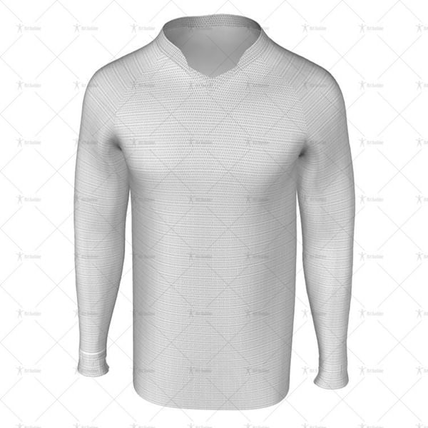 Double V Collar for Mens LS Raglan Football Shirt Front View