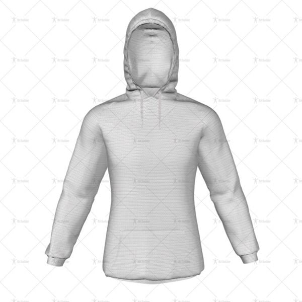 Mens Raglan Hoodie Hood Up Minimal Cuff & Hem Front View